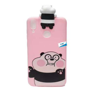 Honor 8C (Pink) Panda 3D Cartoon Soft Silicone Phone Case