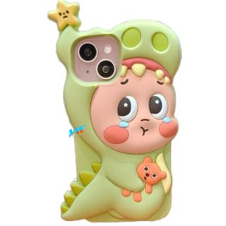 3D Cute  Iphone  Apple 15 Dinosaur Star Character Rubber Back Covers