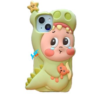 3D Cute  Iphone  Apple 15 Plus Dinosaur Star Character Rubber Back Covers