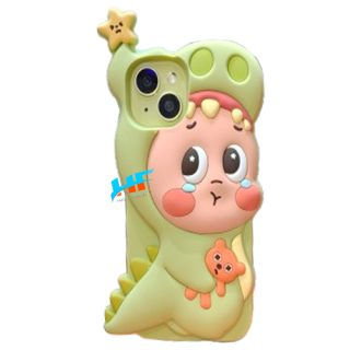 3D Cute  Iphone  Apple 14 Dinosaur Star Character Rubber Back Covers