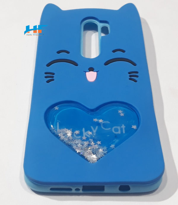 Cute 3D Cartoon Stickers Love Heart Glitter Stars Lucky Cat Case For Xiaomi Redmi  Note8 Pro (Blue) - Image 5