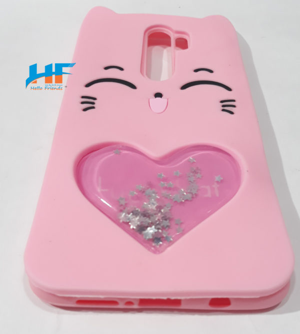 Cute 3D Cartoon Stickers Love Heart Glitter Stars Lucky Cat Case For Xiaomi Redmi  Note8 Pro (Pink) - Image 2