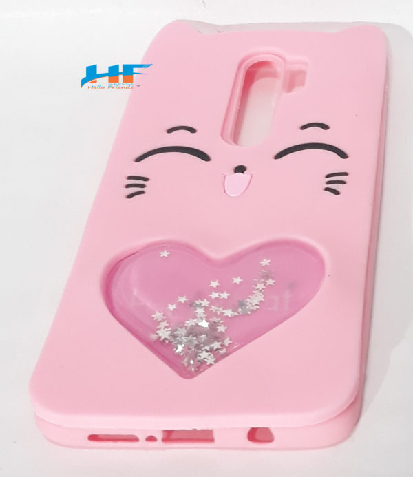 Cute 3D Cartoon Stickers Love Heart Glitter Stars Lucky Cat Case For Xiaomi Redmi  Note8 Pro (Pink) - Image 6