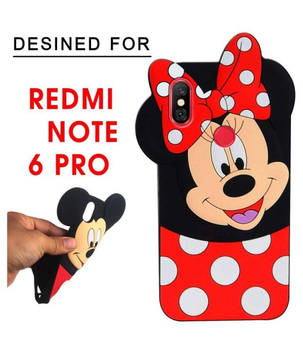 Xiaomi Redmi Note 6 Pro (Red) 3D Mickey Mouse Rubber Back Covers