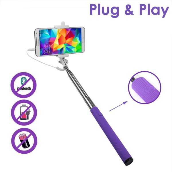 Selfie Stick for Mobile Phone (Purple)