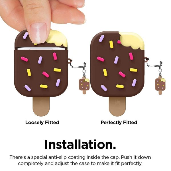 Ice Cream AirPods Case with Keychain Designed for Apple AirPods 1 & 2 (Airpods Not Included) (Chocolate) - Image 8