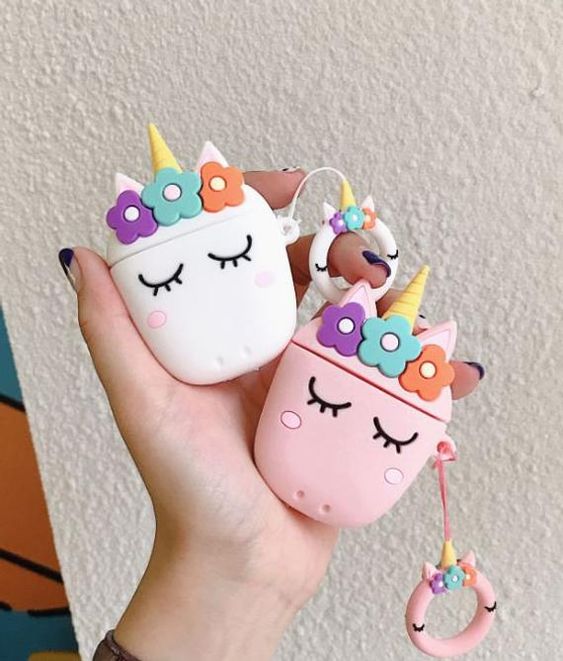 PINK Unicorn Silicone 3D Case for Airpods 1 2 Cute Cartoon