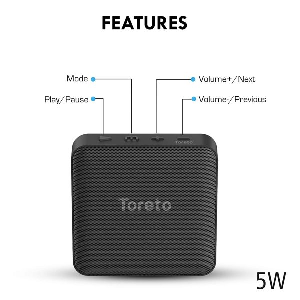 Toreto BASH-336, 5W Portable Wireless Bluetooth Speaker with Long Lasting Battery - Image 3