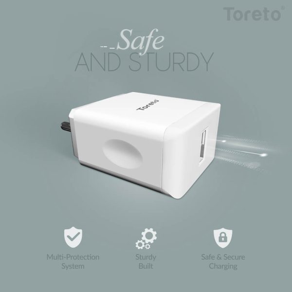 Toreto Charging Adaptor TOR-528 QC 3.0 Single USB Port USB Turbo Fast Wall Charger (White) - Image 7