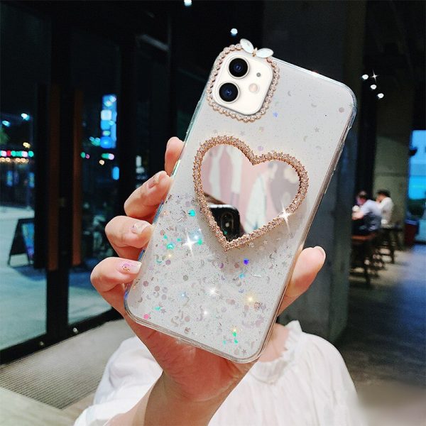 Xiaomi Redmi Mi Note 8 Pro Bling Diamond Love Heart Mirror Glitter Crystal Case Cover - Image 9