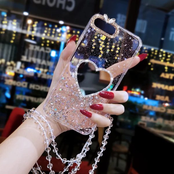 Xiaomi Redmi Mi Note 8 Pro Bling Diamond Love Heart Mirror Glitter Crystal Case Cover - Image 10