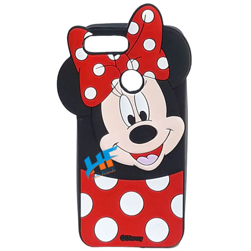 Honor 9 Lite / 9N 3D Mickey Mouse Soft Rubber Cartoon Back Cover Case (Red)