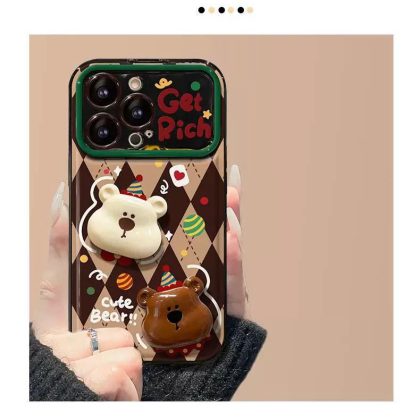 Get Rich 3D Bear Case with Chain For iPhone 16 Pro